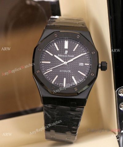 Solid Black Audemars Piguet Royal Oak Replica Watches 43mm